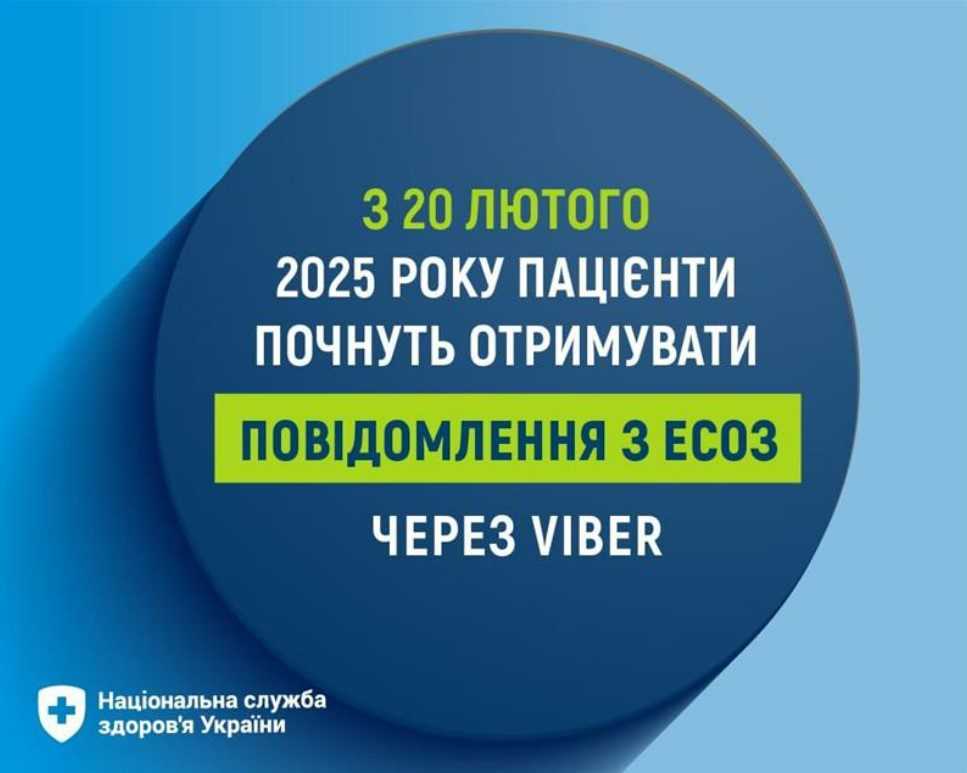 З 20 лютого 2025 року пацієнти почнуть отримувати повідомлення з ЕСОЗ через  Viber
